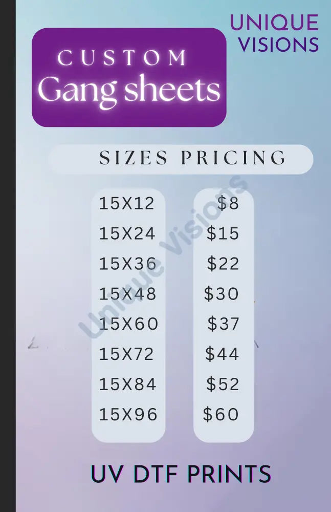 Custom Gang Sheets Sheet