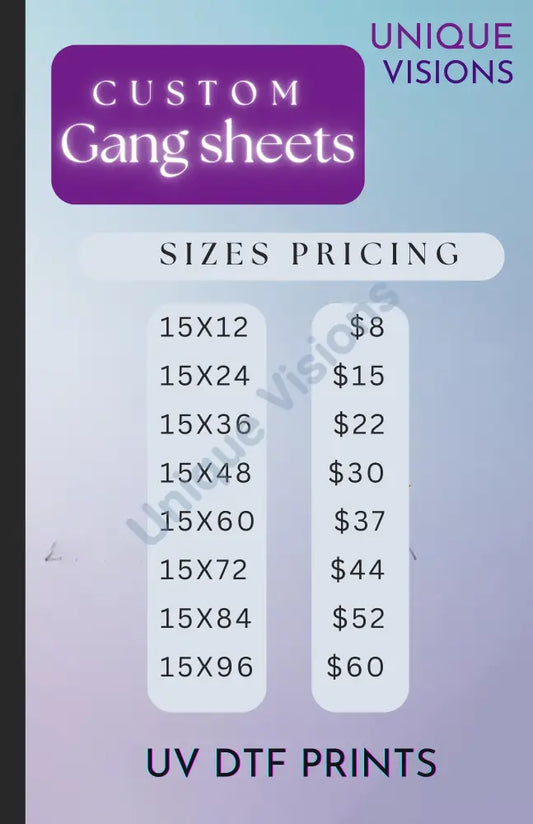 Custom Gang Sheets Sheet