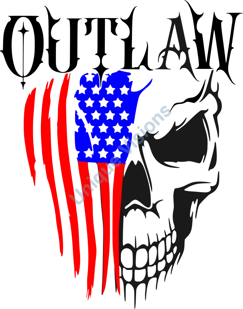 Outlaw Skull With Flag Decal Single