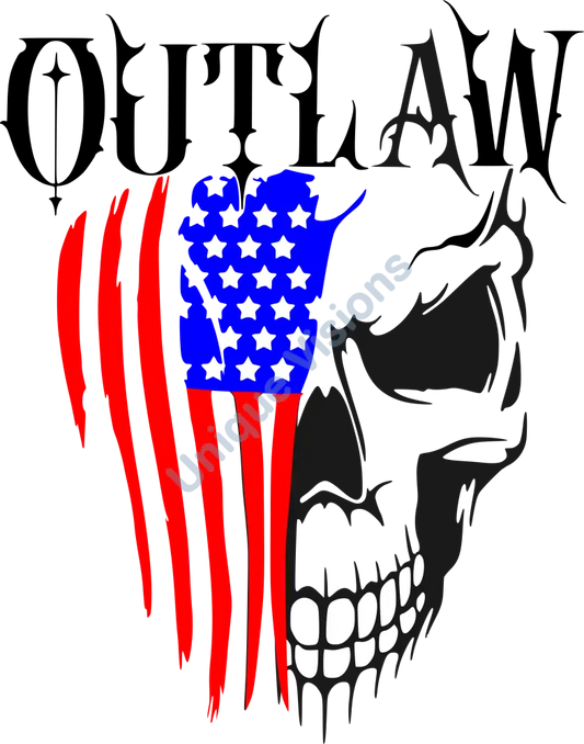 Outlaw Skull With Flag Decal Single