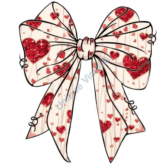 Red Heart Bow Decal Single